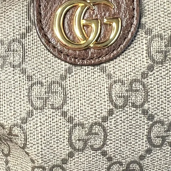 Cosmetic Bag Gucci Ophidia GG Supreme Brown Coated Canvas Large Zippy Gold Tone - Picture 13 of 17
